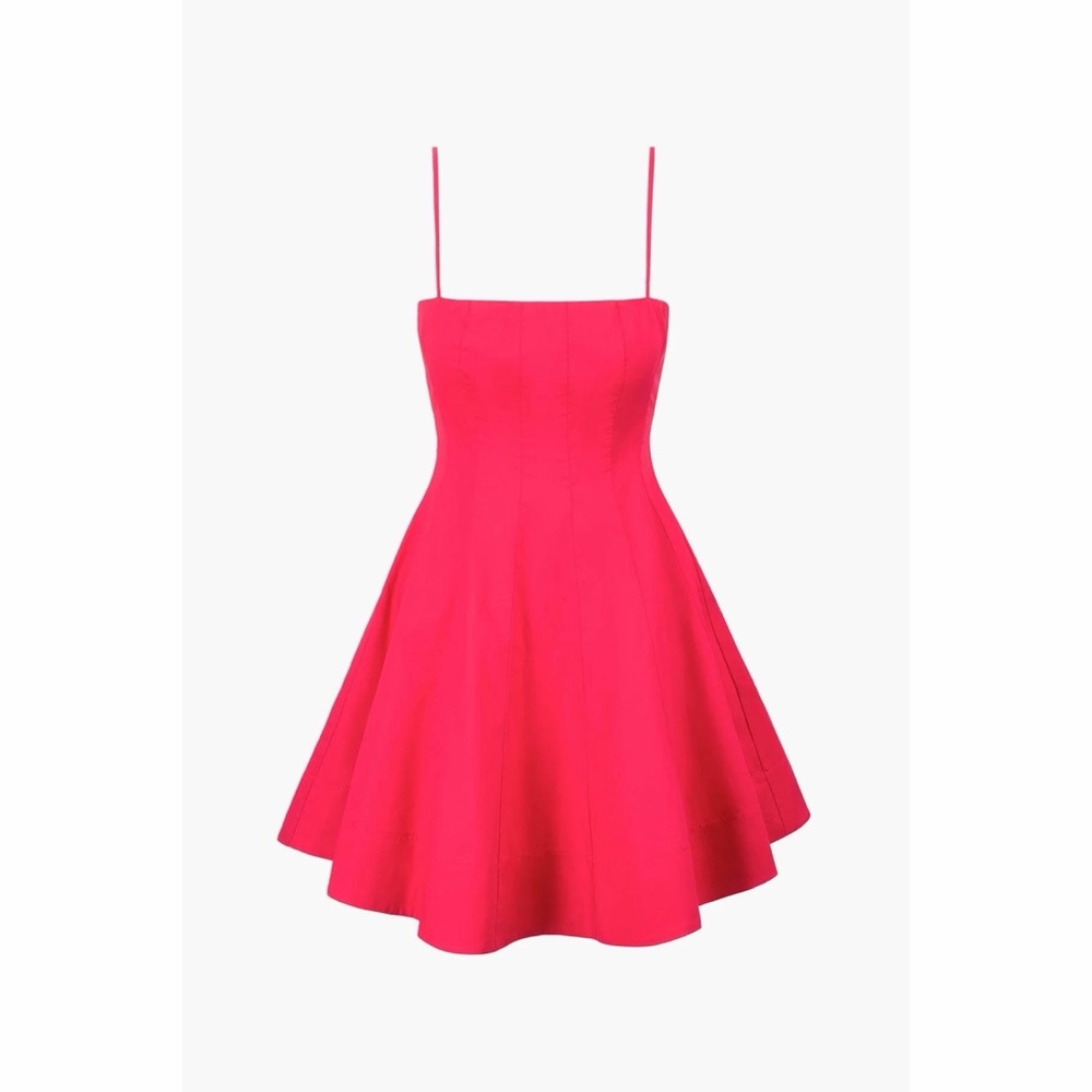 STAUD Bright Pink Mini Fit-and-Flare Dress
